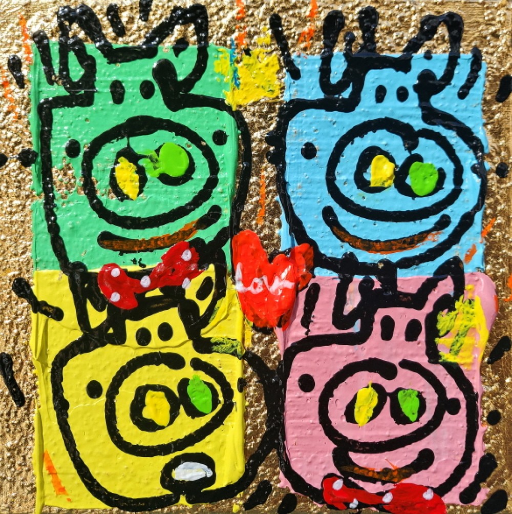 Modern times_(PIG POP)_22x22cm_Acrylic on Canvas&金箔_2022