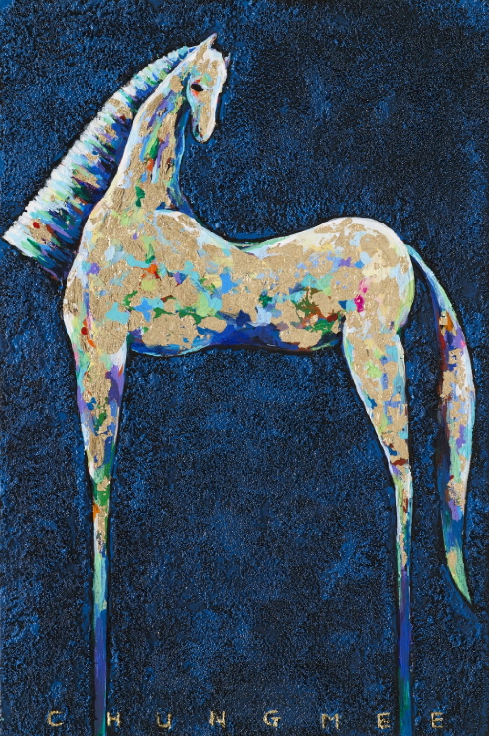 정미_Soul mate(blue)_33.4x45.5cm_Mixed media_2022